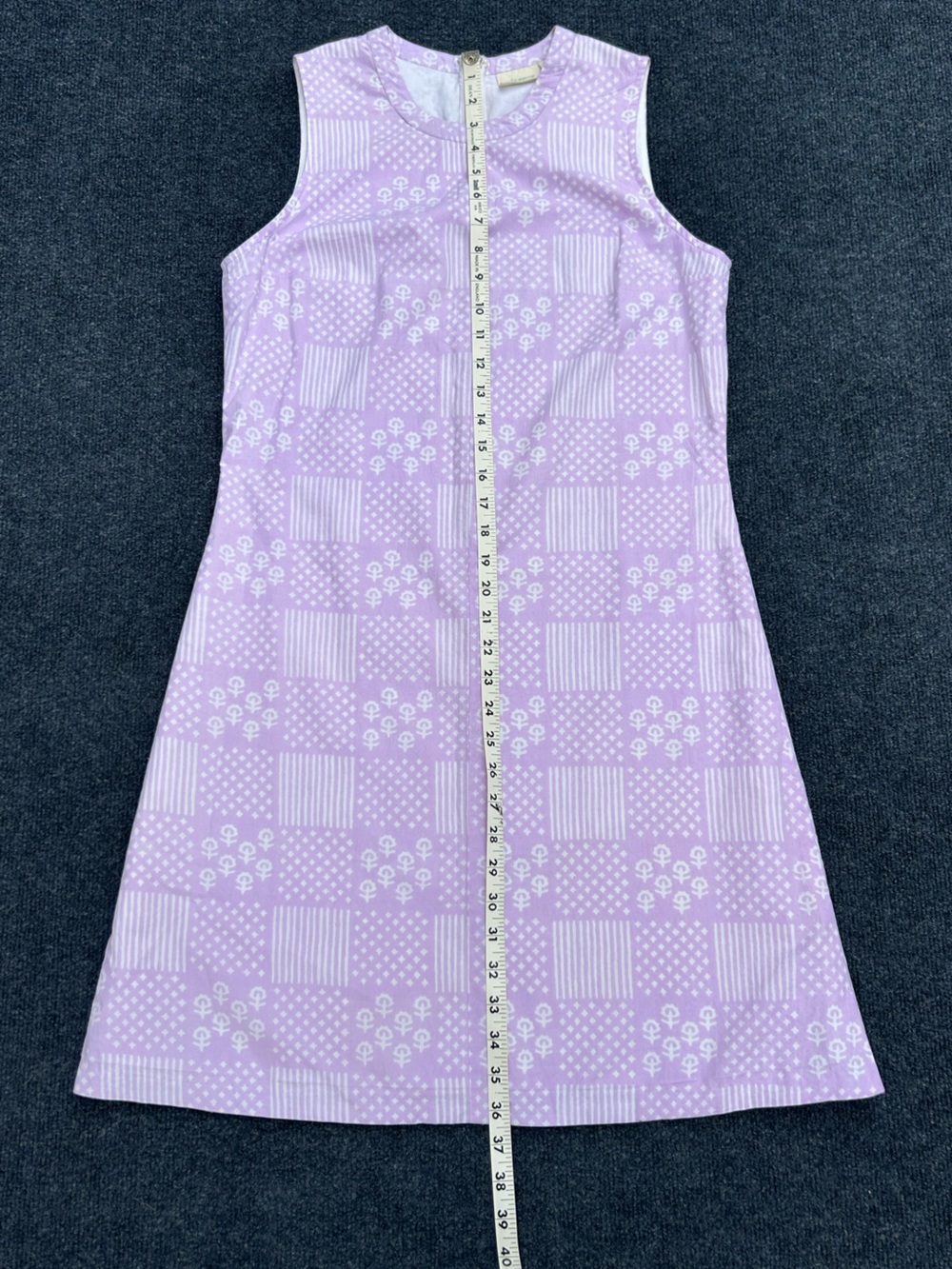 Julia Amory Baby Jane Sleeveless Cotton Dress in Lilac Patchwork Print Medium - Picture 13 of 15